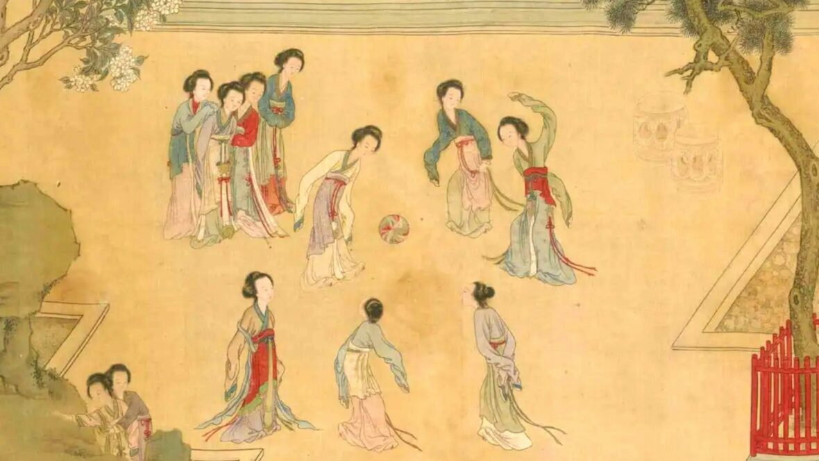 Pintura de mulheres jogando cuju